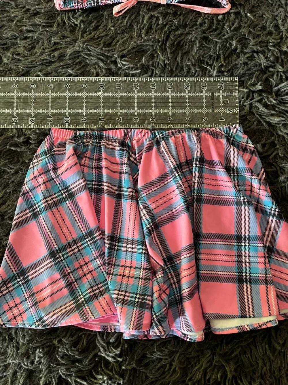 Handmade Y2K Rave Pink & Plaid Skater Skirt Set